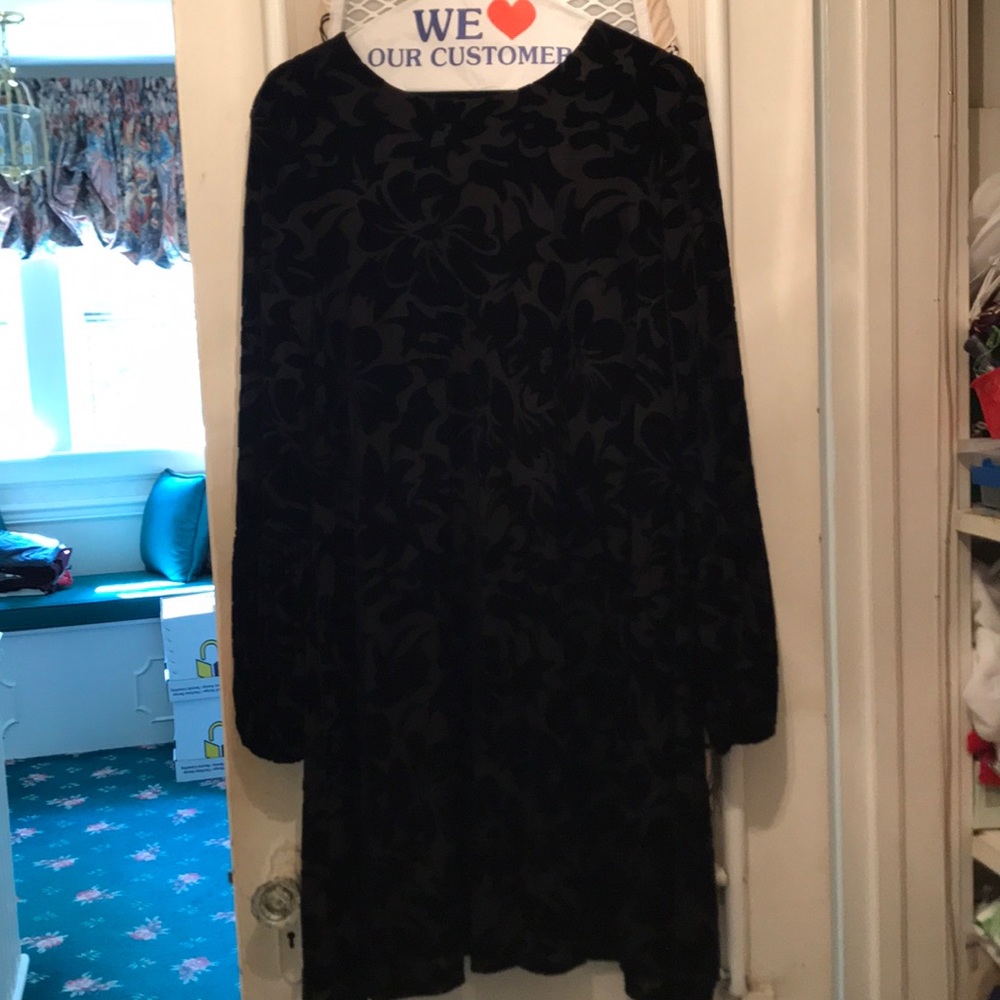 Black Velvet Burnout Dress